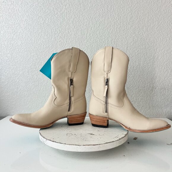 Lane PLAIN JANE Womens Cowboy Boots 10 Ivory Western Midi Boots Cowgirl Short - Picture 7 of 11